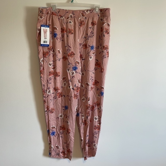NEW Jessica Simpson Cadie Floral Pant Pink Large Viscose Straight Pocket - Picture 1 of 11